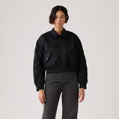 Bowie Cropped Bomber Jacket — Anthracite Night - Black 3