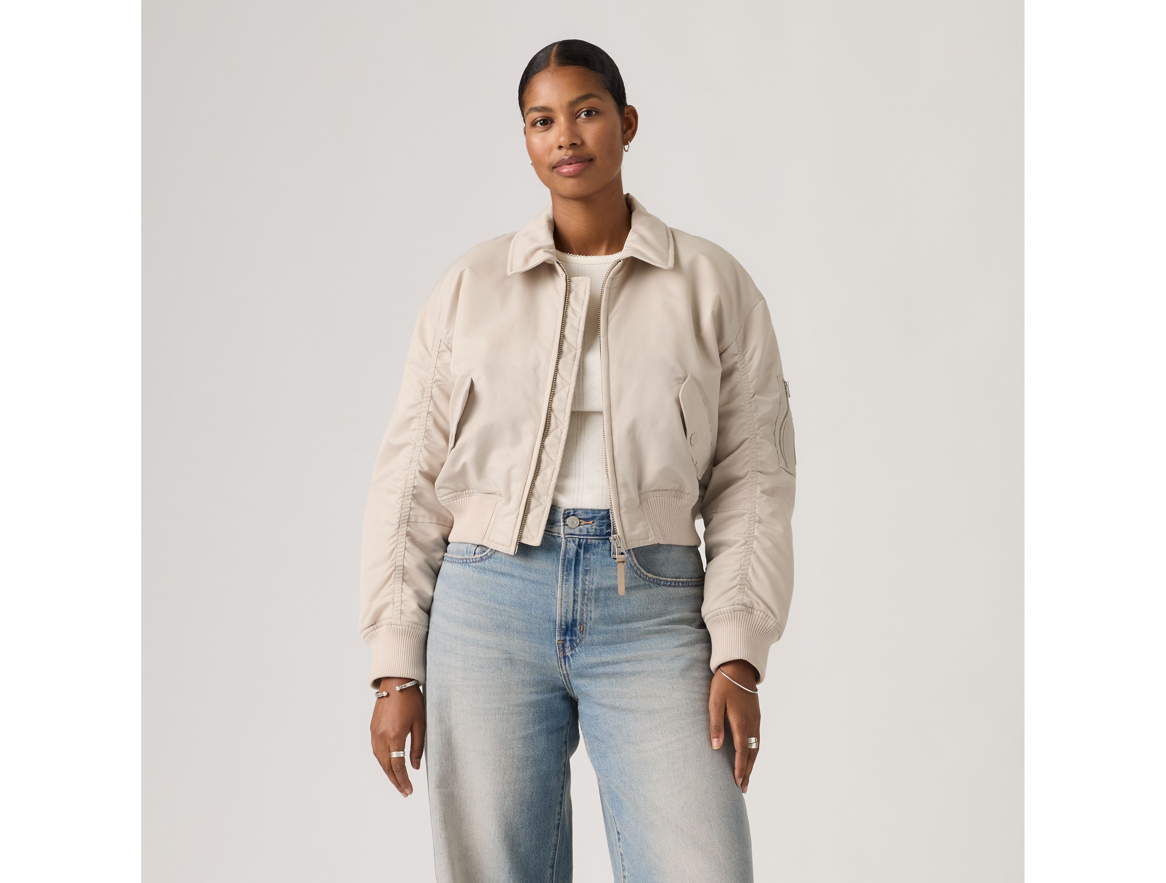 Bowie Cropped Bomber Jacket
