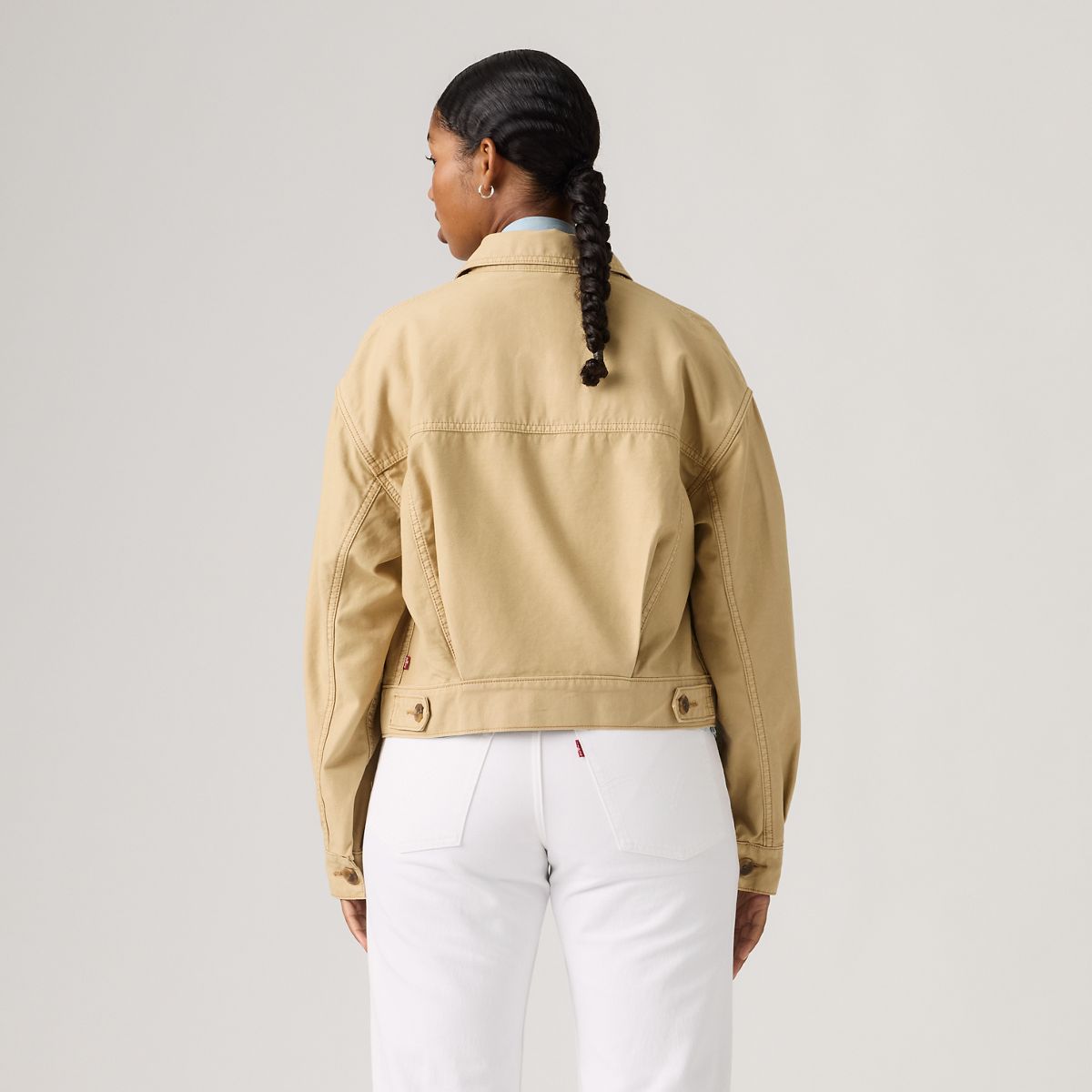 Marlowe Cropped Utility Heritage Jacket — Travertine Garment D - Tan