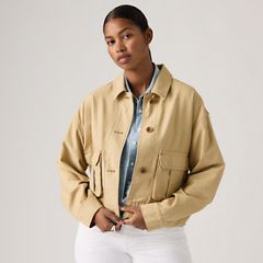 Marlowe Cropped Utility Heritage Jacket — Travertine Garment D - Tan 1