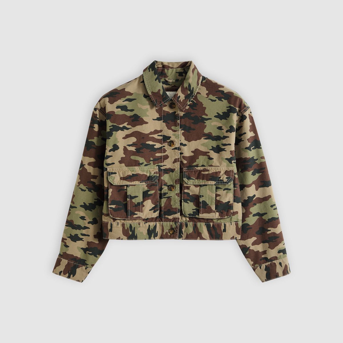 Marlowe Cropped Utility Heritage Jacket — Waller Camo V2 Cover - Green