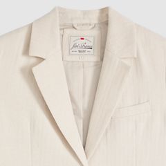 Stella Relaxed Cotton Linen Blazer — Herringbone Peyote - White 7