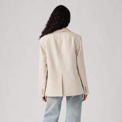 Stella Relaxed Cotton Linen Blazer — Herringbone Peyote - White 5