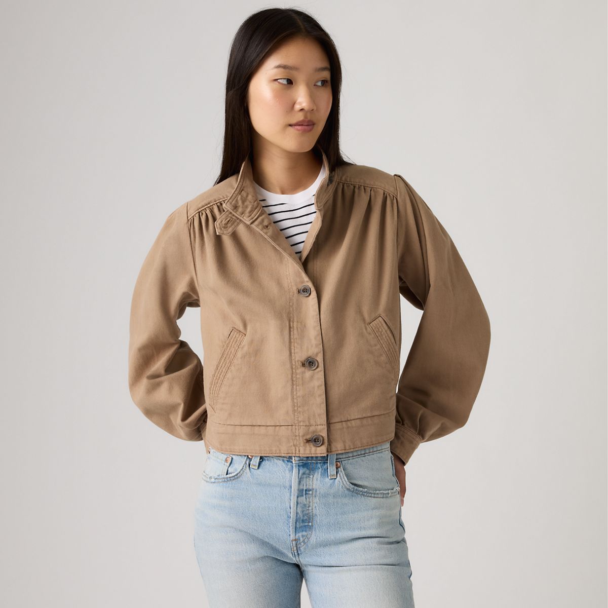 Parker Pretty Short Coat — Pine Bark Gd Jump Ju - Brown