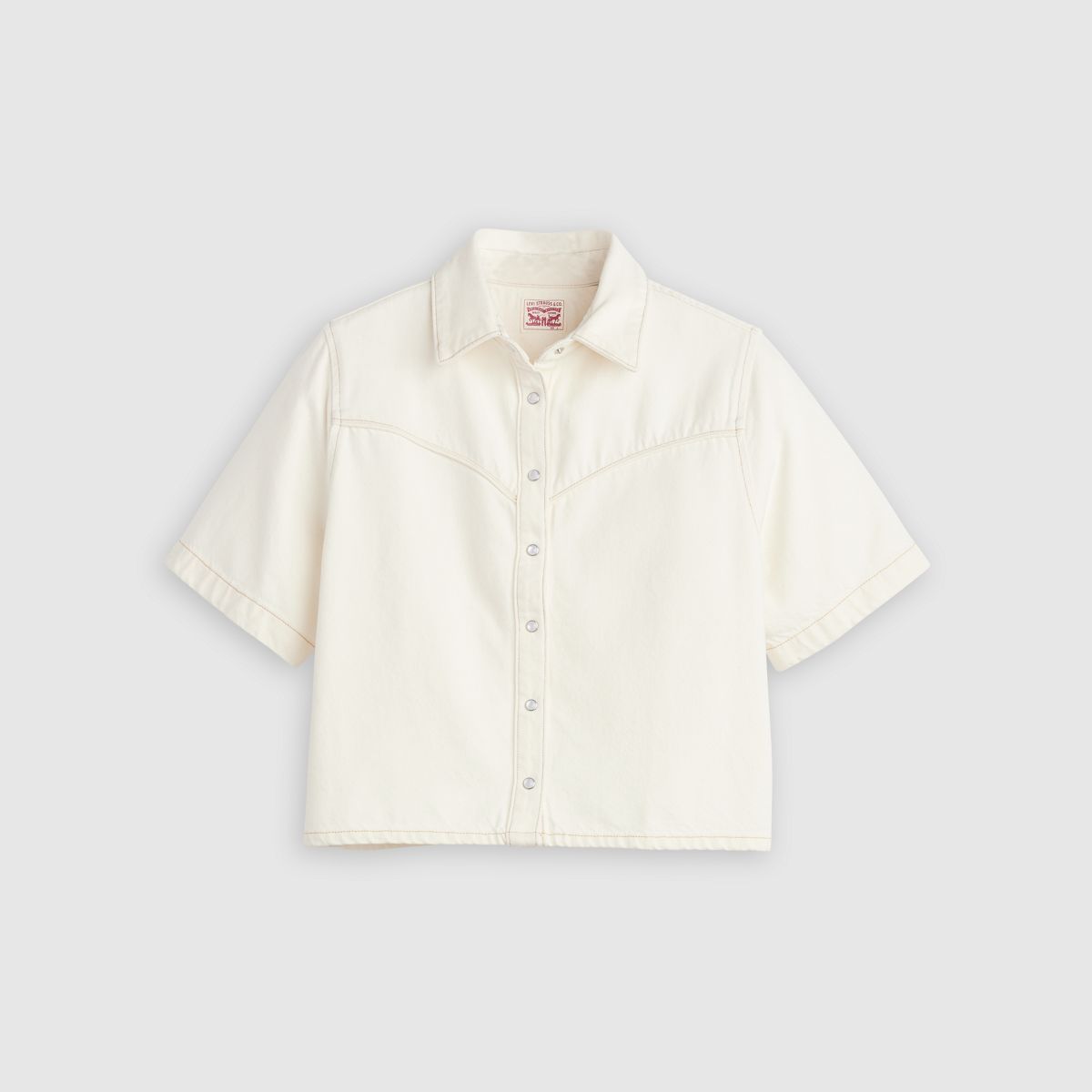 Logan Short-Sleeve Denim Shirt — Truth Slip - White