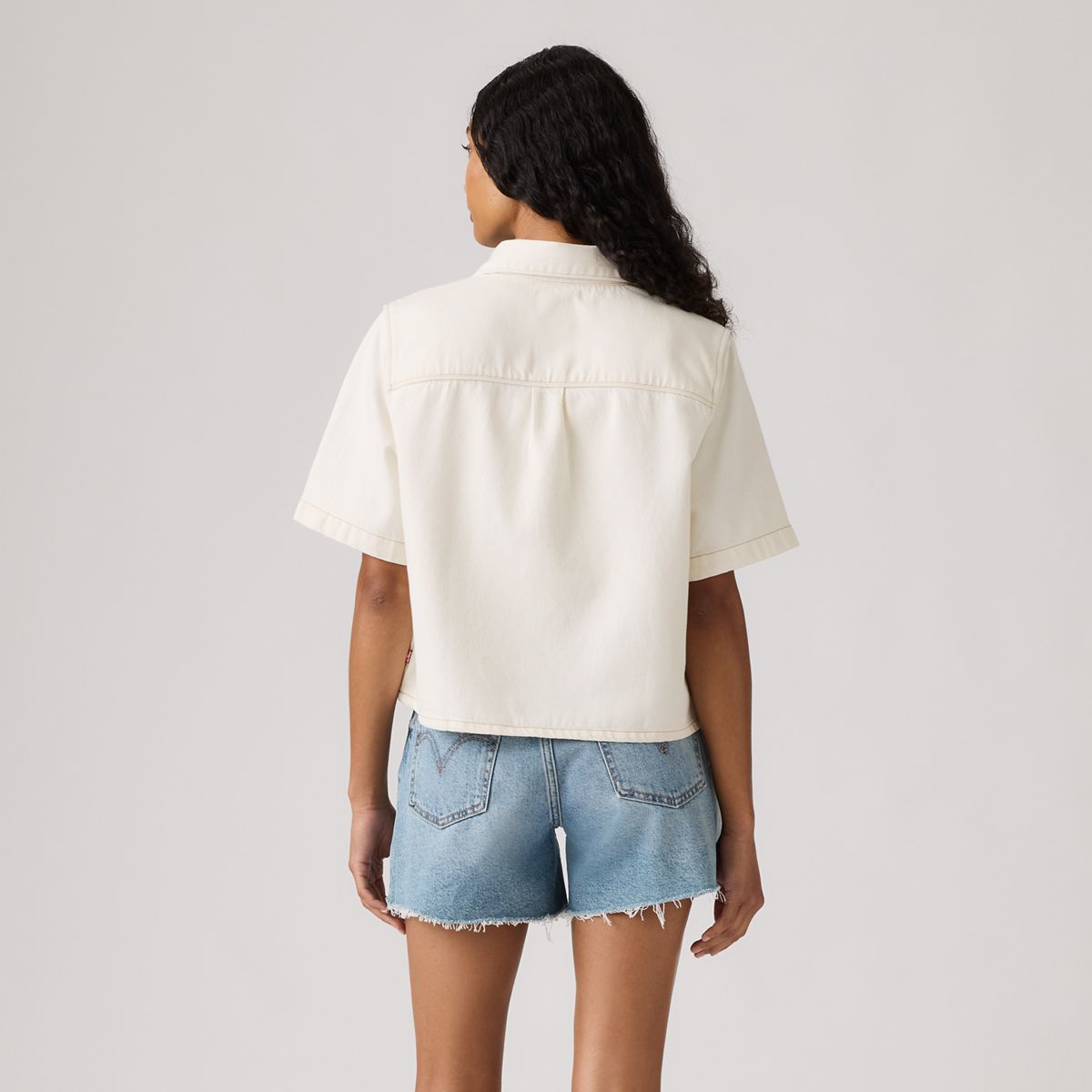 Logan Short-Sleeve Denim Shirt — Truth Slip - White