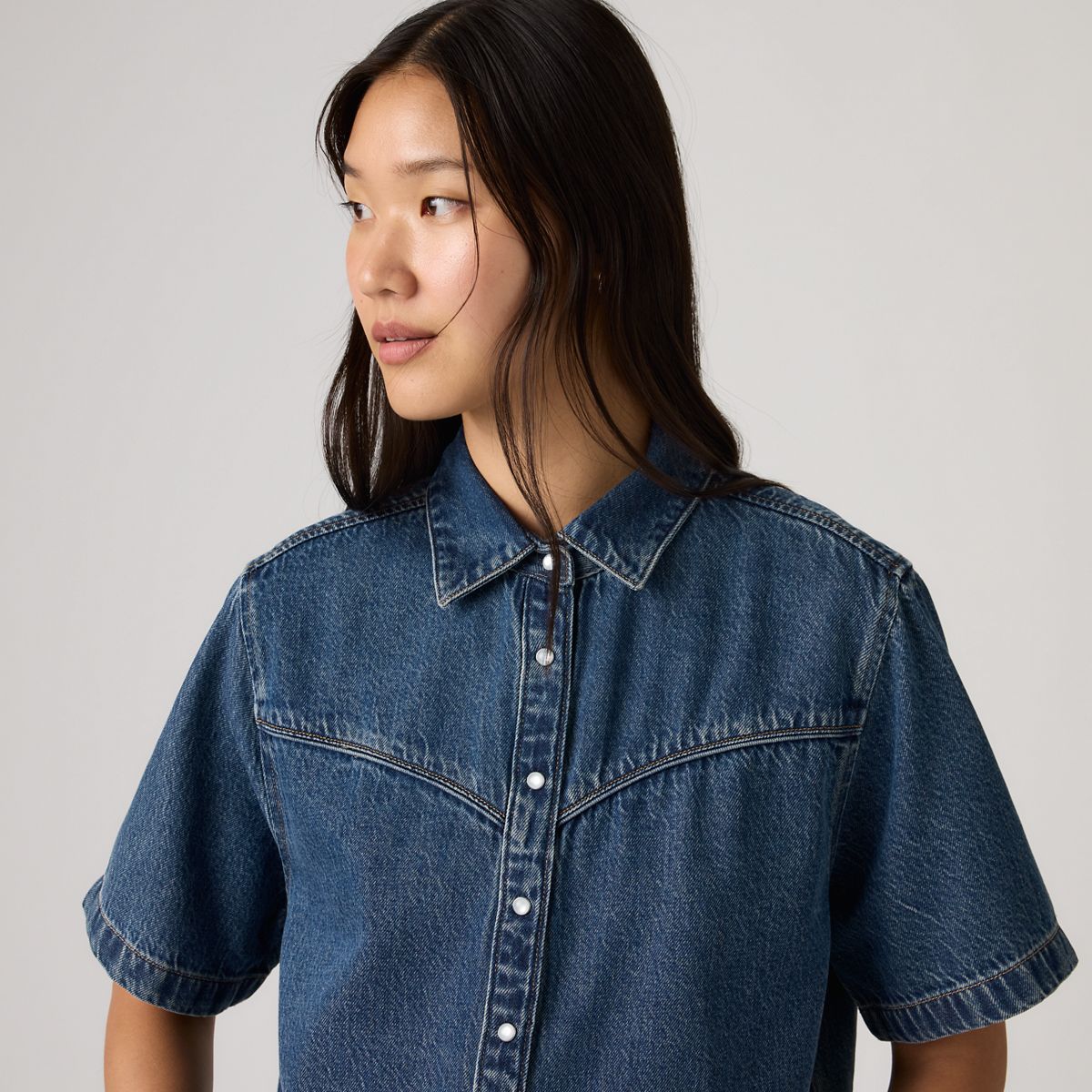 Logan Short-Sleeve Denim Shirt — Tencel Tinted Times - Blue