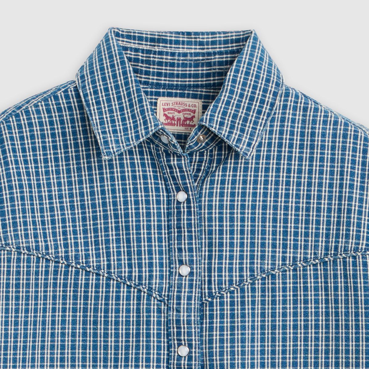 Logan Short-Sleeve Denim Shirt — Little Tiny Windows - Medium Wash