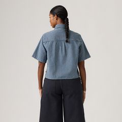 Logan Short-Sleeve Denim Shirt — Little Tiny Windows - Medium Wash 4