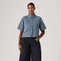 Logan Short-Sleeve Denim Shirt — Little Tiny Windows - Medium Wash 3