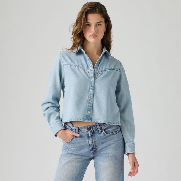 Logan Shirt — Tencel Blasted Stone Top - Light Wash