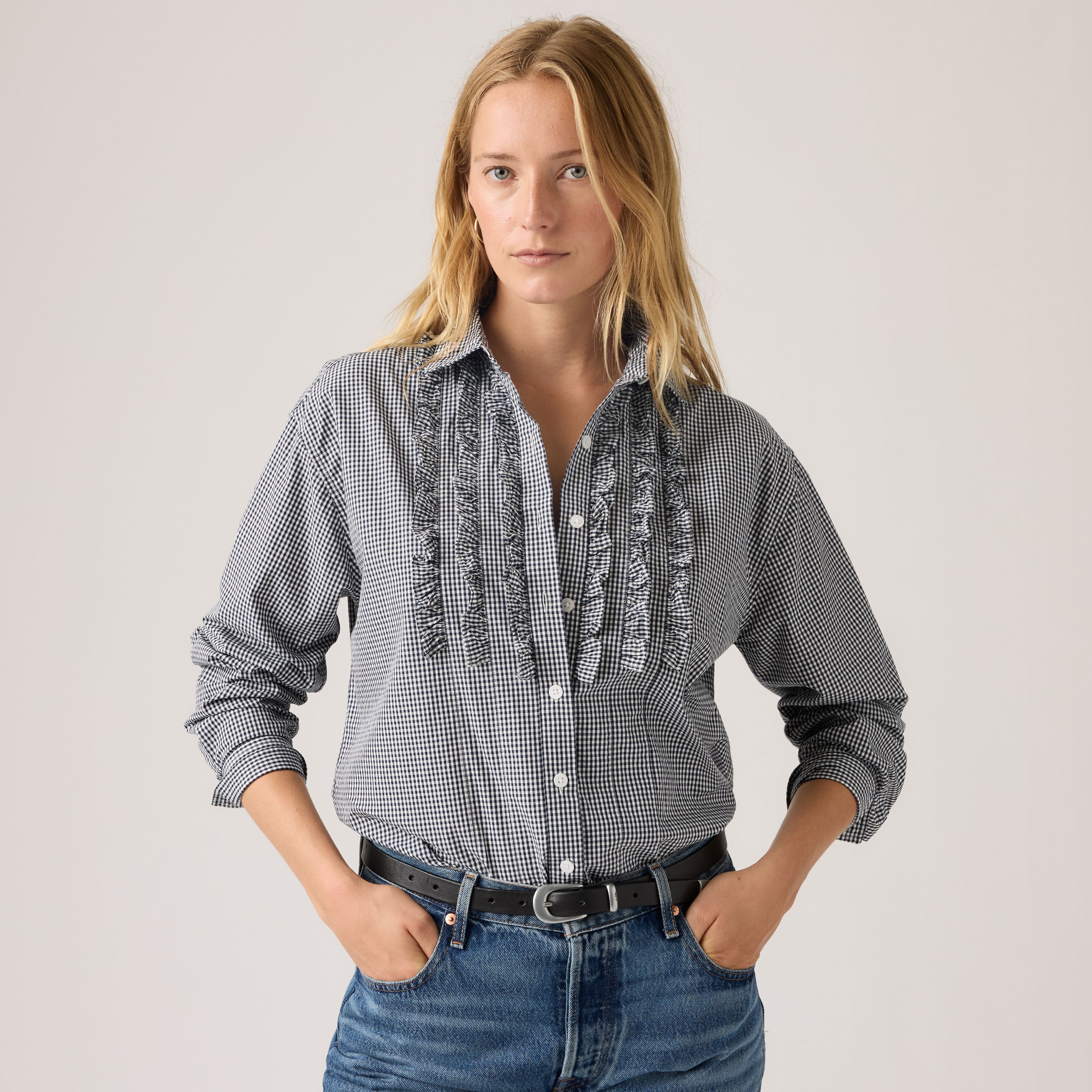 Harlie Novelty Ruffle Boyfriend Shirt