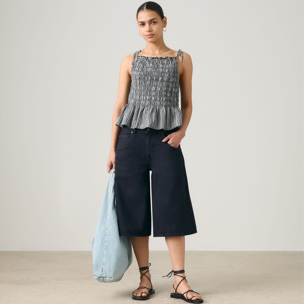 Monaco Blouse — Springtime Dobby Gin - Black