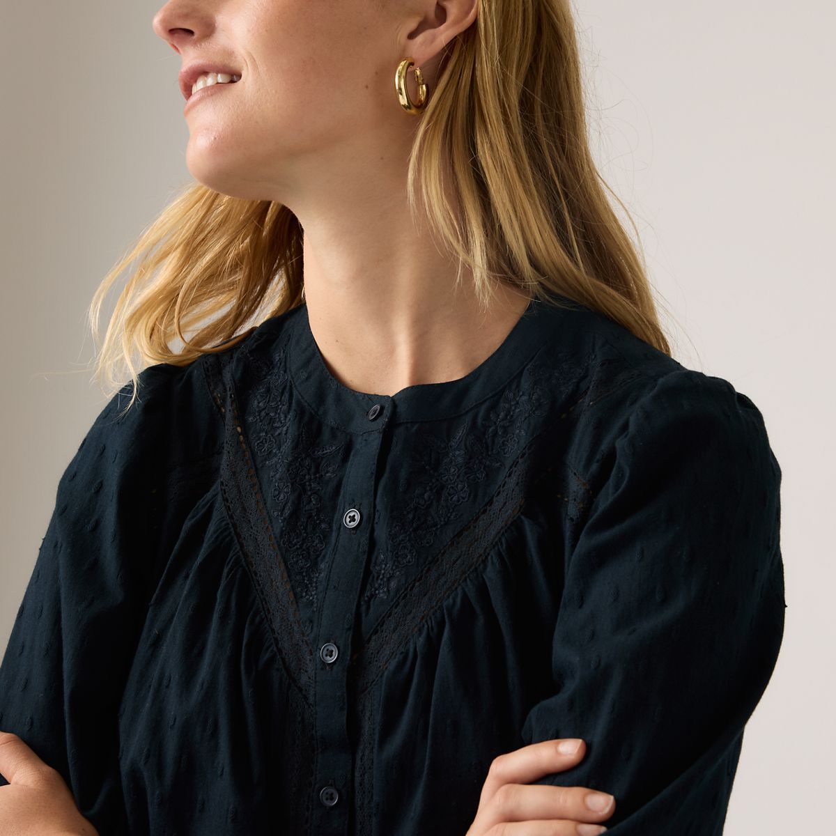 Cleo Blouse — Anthracite Night - Black