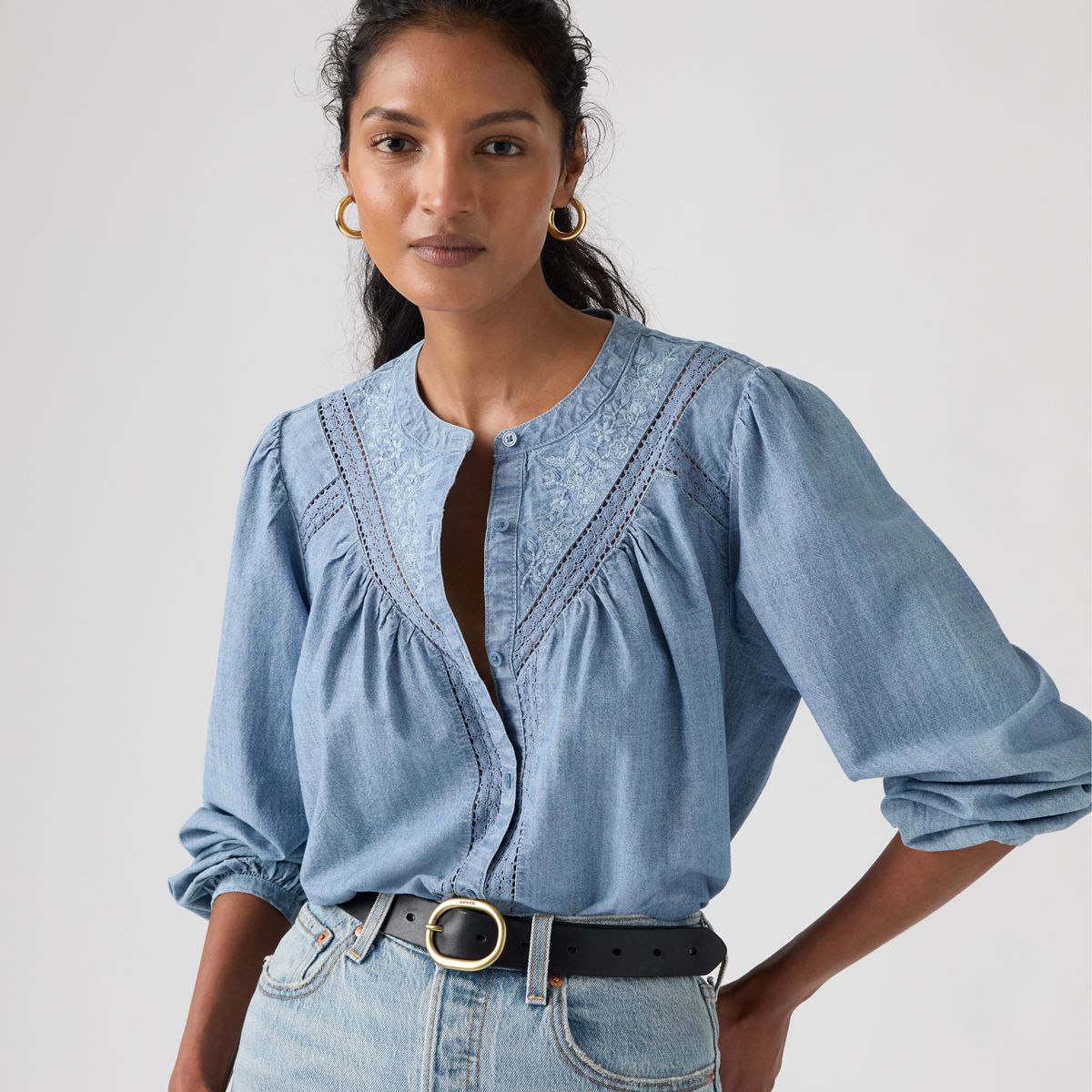 Cleo Blouse — Faded Tide - Blue