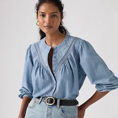 Cleo Blouse — Faded Tide - Blue 1
