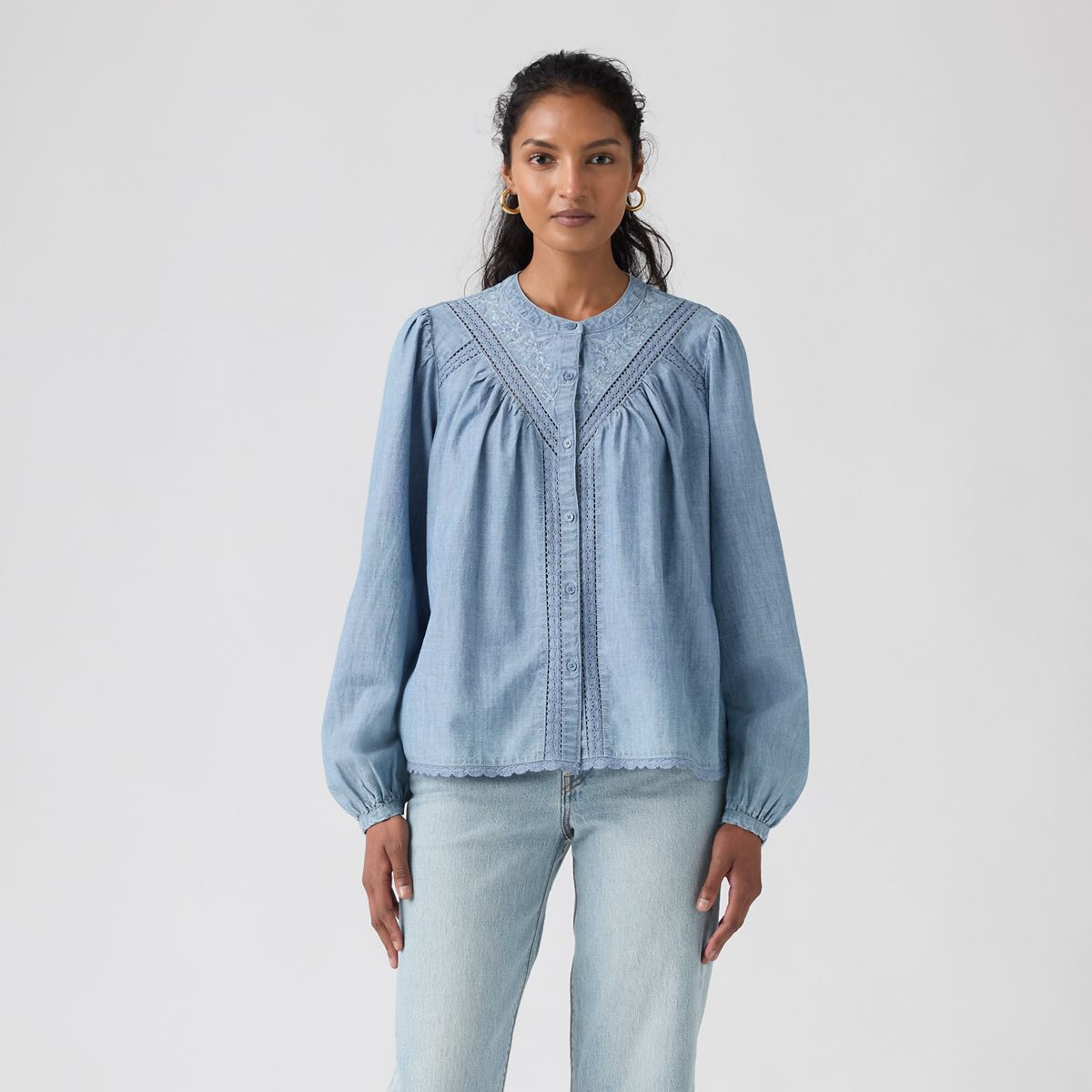 Cleo Blouse — Faded Tide - Blue
