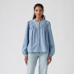 Cleo Blouse — Faded Tide - Blue 3