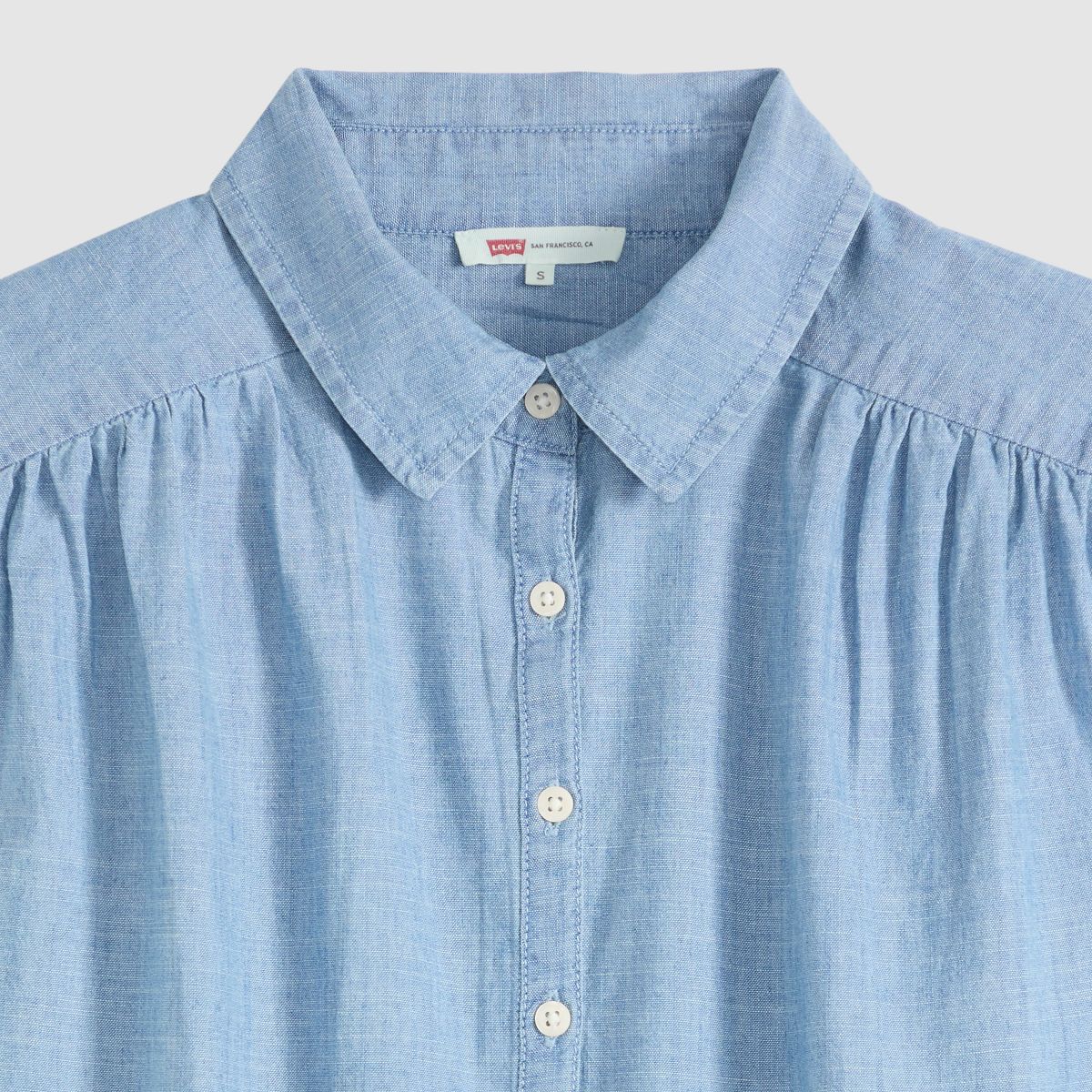 Londyn Short-Sleeve Popover Top — Breezy Blues - Medium Wash