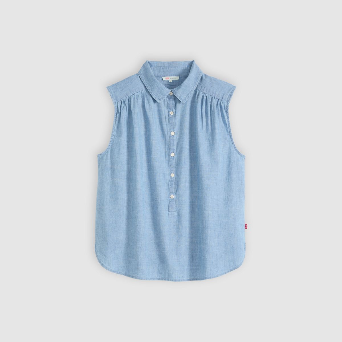 Londyn Short-Sleeve Popover Top — Breezy Blues - Medium Wash