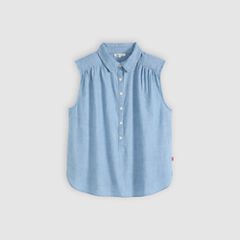 Londyn Short-Sleeve Popover Top — Breezy Blues - Medium Wash 5