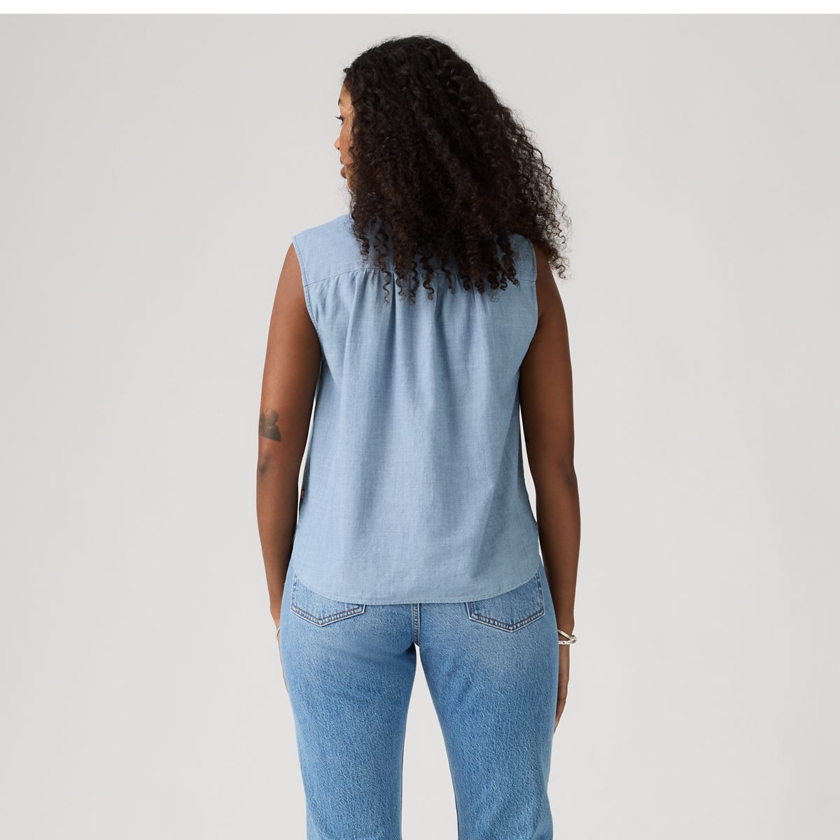 Londyn Short-Sleeve Popover Top — Breezy Blues - Medium Wash