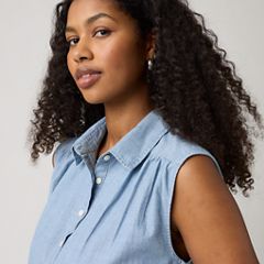 Londyn Short-Sleeve Popover Top — Breezy Blues - Medium Wash 2
