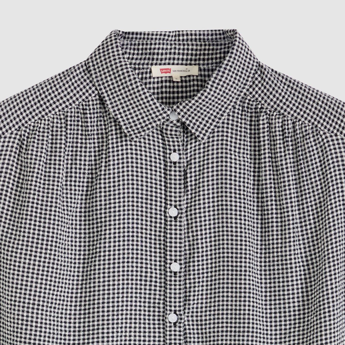 Londyn Short-Sleeve Popover Top — Patricia Check Anthr - Black