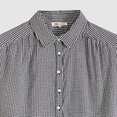 Londyn Short-Sleeve Popover Top — Patricia Check Anthr - Black 6