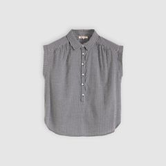Londyn Short-Sleeve Popover Top — Patricia Check Anthr - Black 5
