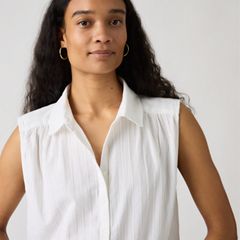 Londyn Short-Sleeve Popover Top — Bright White - White 2