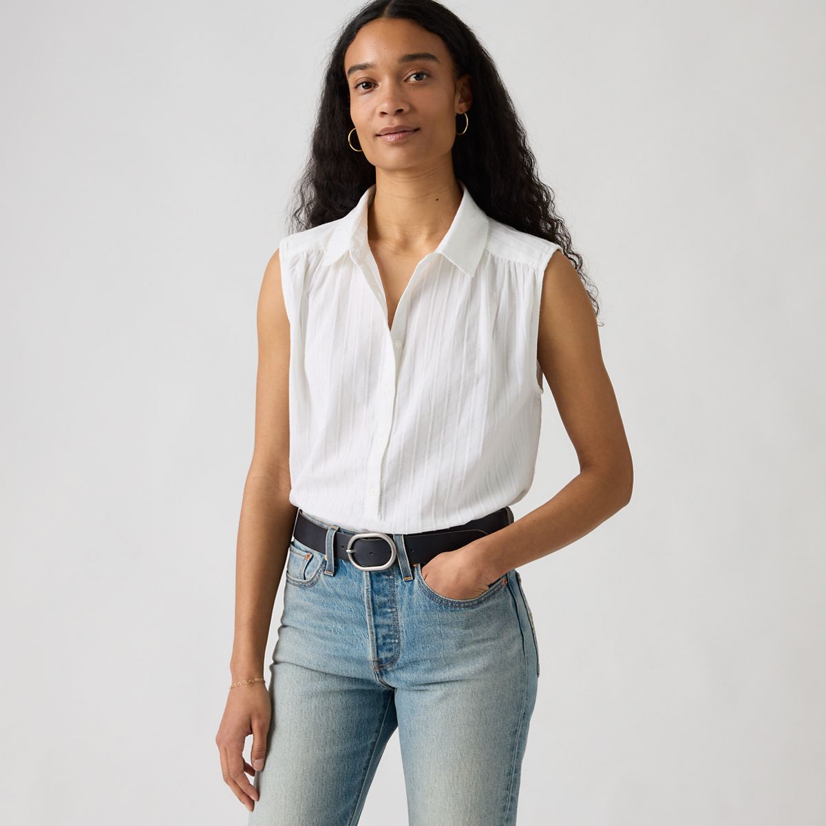 Londyn Short-Sleeve Popover Top — Bright White - White