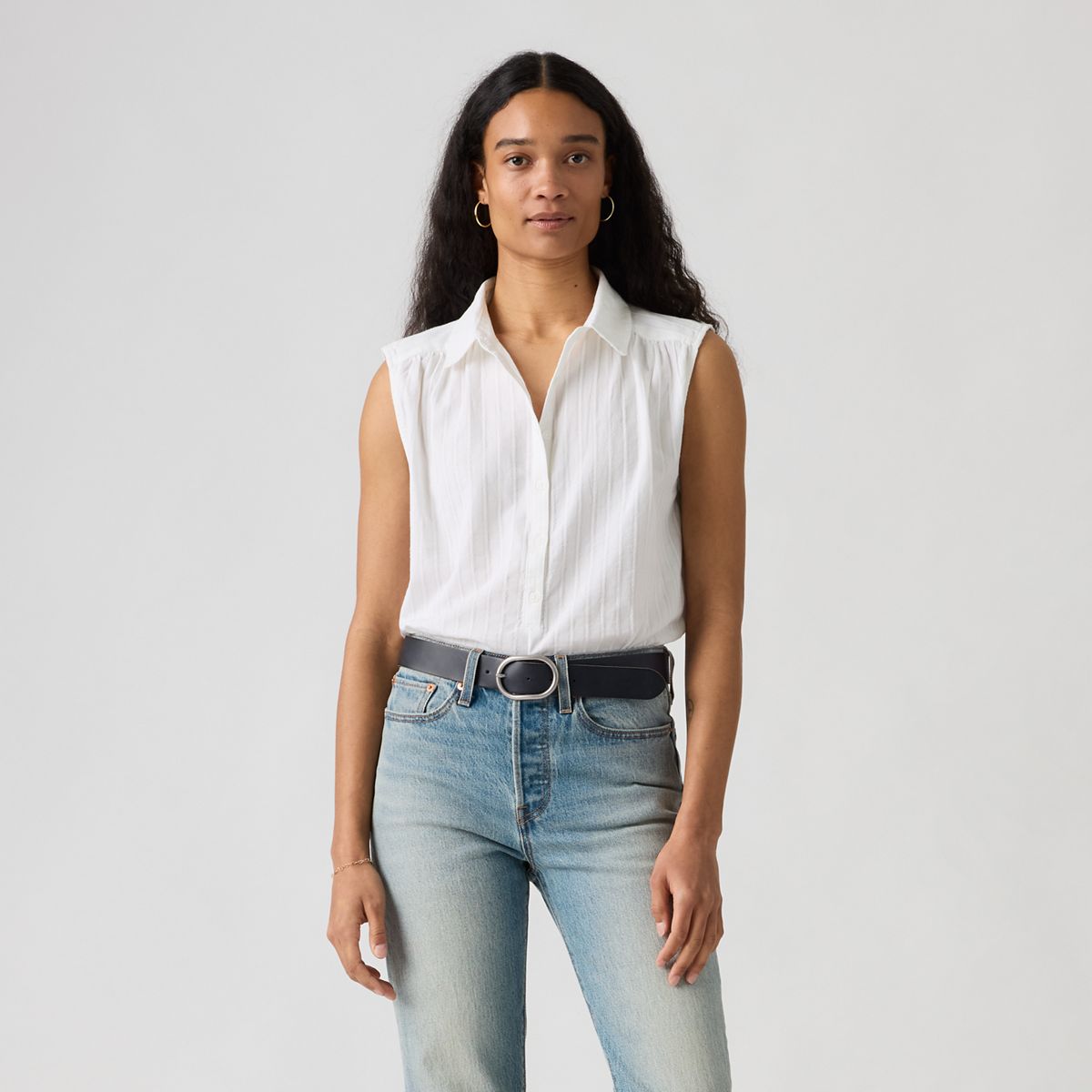 Londyn Short-Sleeve Popover Top — Bright White - White
