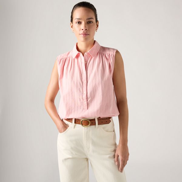 Londyn Short-Sleeve Popover Top — Coral Blush - Pink