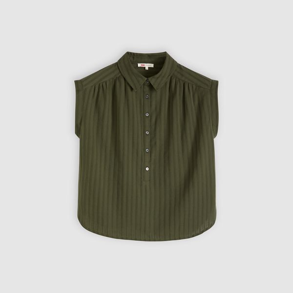 Londyn Short-Sleeve Popover Top — Deep Depths - Green