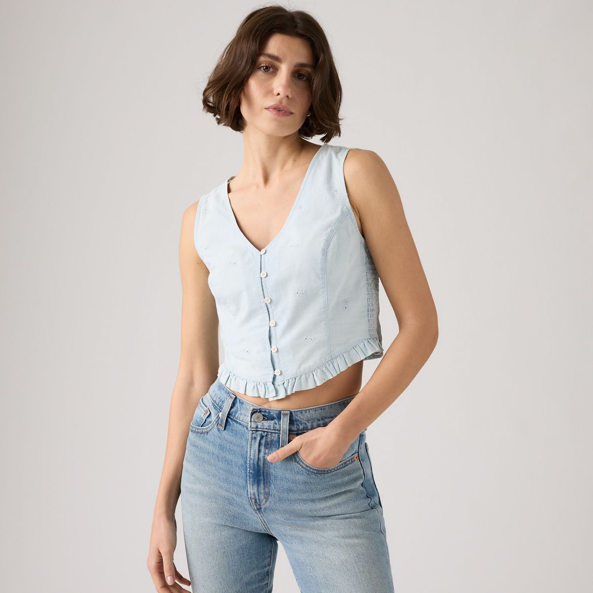 Teagan Blouse — Watch Me - Light Wash