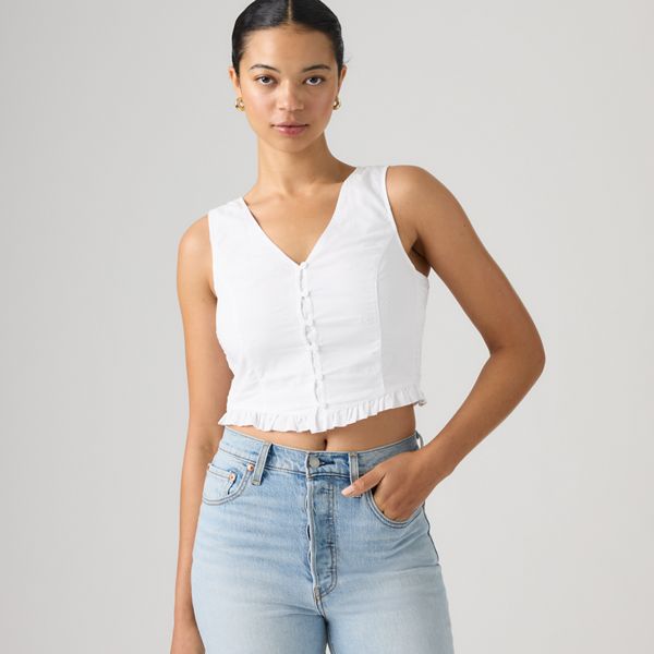 Teagan Blouse — Mini Eyelet Bright W - White