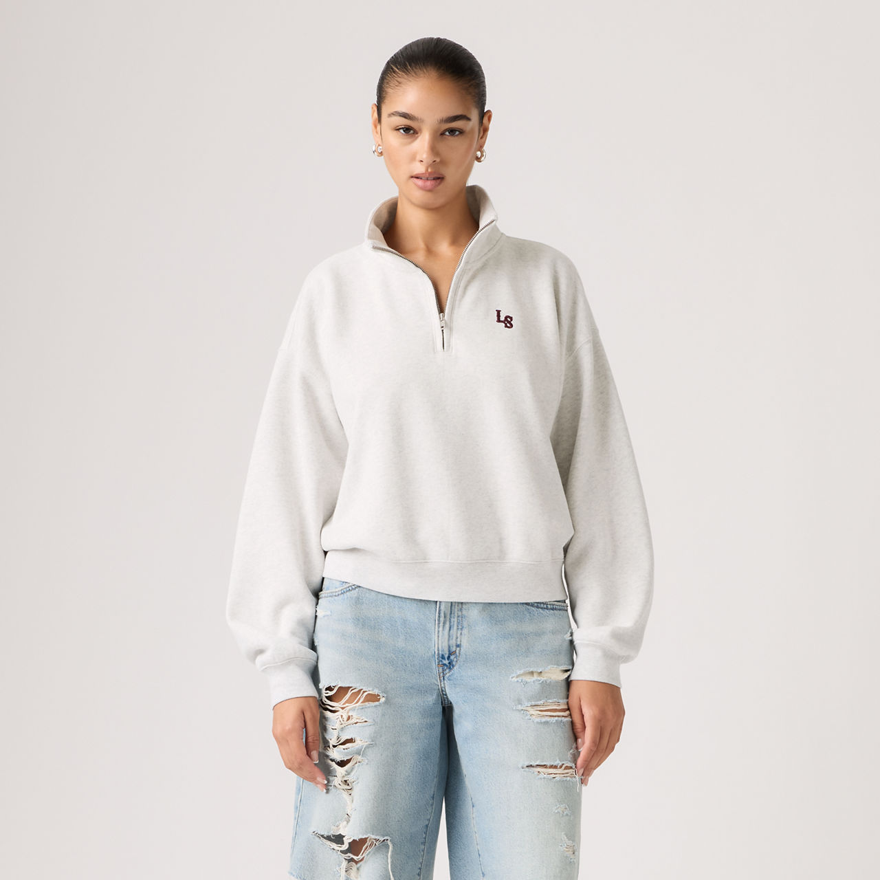 Graphic Vintage Boxy Quarter Zip Sweatshirt 6