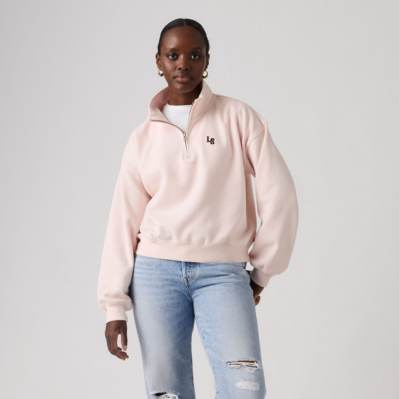 Graphic Vintage Boxy Quarter Zip Sweatshirt 6