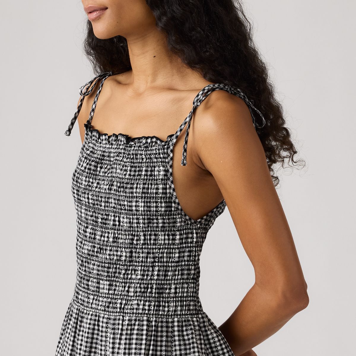 Monaco Midi Sundress — Springtime Dobby Gin - Black