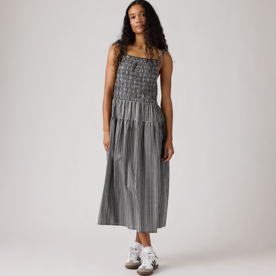 Levi's Women's Monaco Square Neck Sundress - Springtime Dobby Gingham Black And White