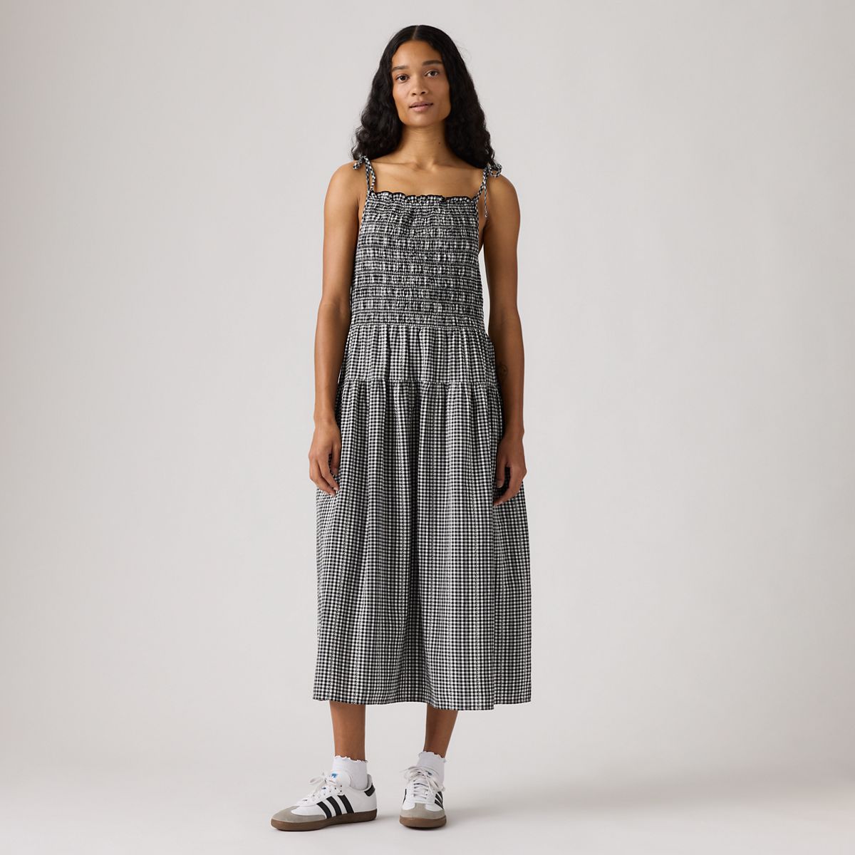 Monaco Midi Sundress — Springtime Dobby Gin - Black