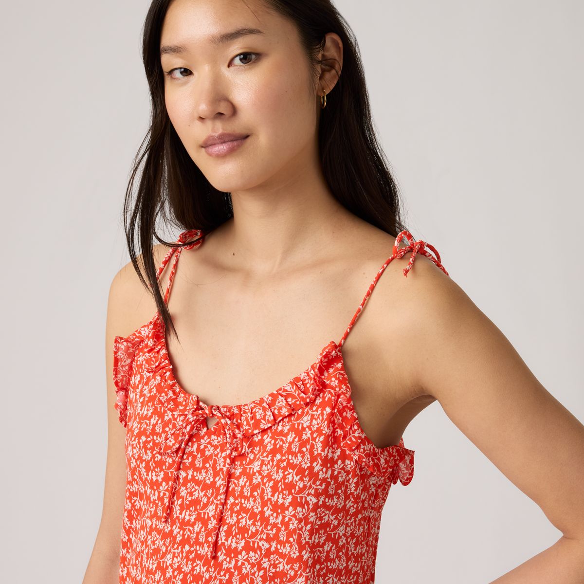 Sarita Slip Midi Dress — Pamela Floral Vine S - Red