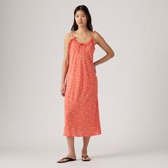 Sarita Slip Midi Dress — Pamela Floral Vine S - Red 4