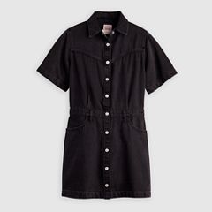 Short-Sleeve Logan Western Midi Dress — Capturing Moments - Black 5