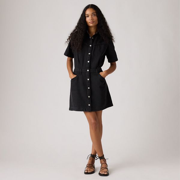 Short-Sleeve Logan Western Midi Dress — Capturing Moments - Black