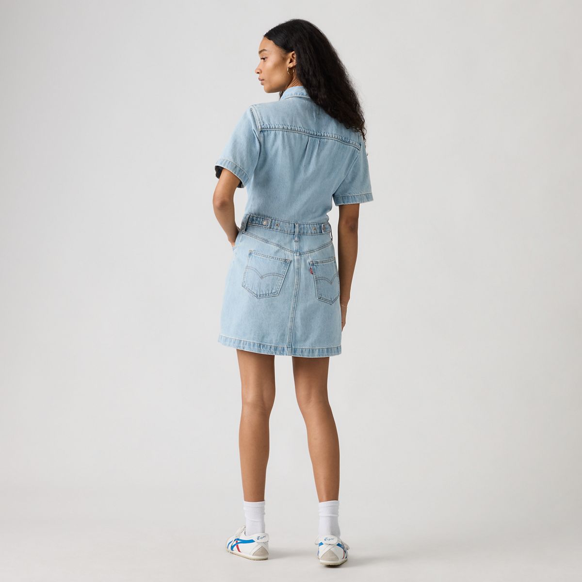 Short-Sleeve Logan Western Midi Dress — Blasted Stone Dress - Light Wash