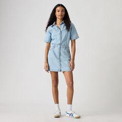 Short-Sleeve Logan Western Midi Dress — Blasted Stone Dress - Light Wash 3