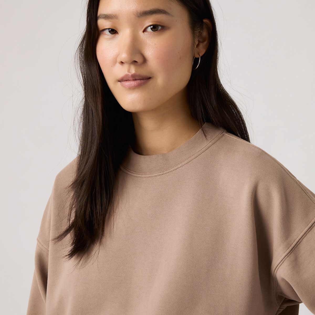 Vintage Garment Dye Boxy Sweatshirt — Garment Dye Pine Bar - Brown