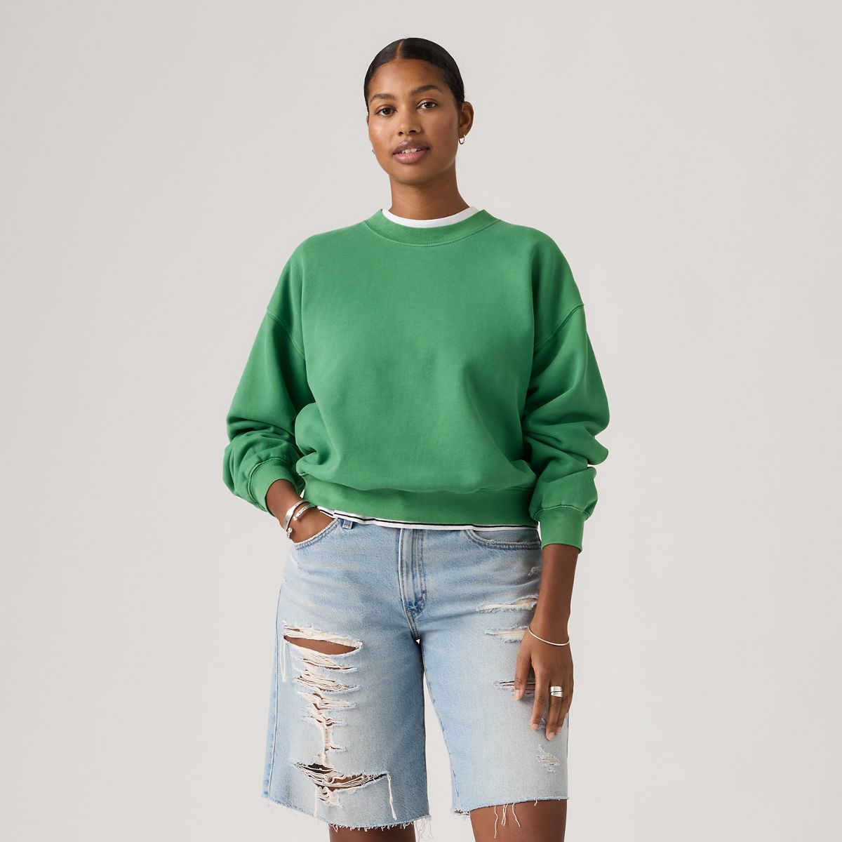 Vintage Garment Dye Boxy Sweatshirt — Garment Dye Pine - Green